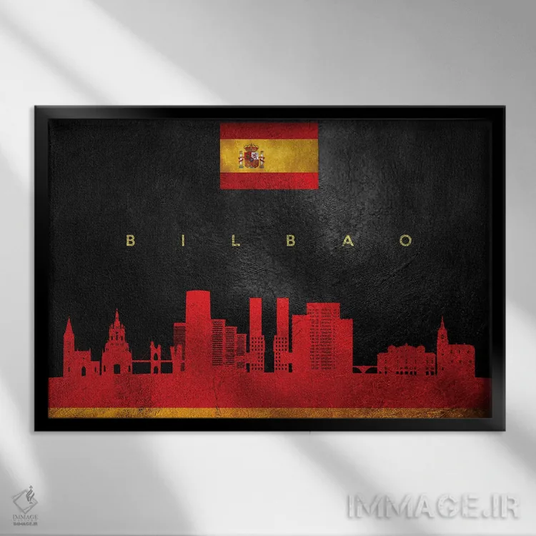 تابلو خط افق بیلبائو، اسپانیا اثر آدریان بالدُوینو - نمای قابدار مشکی