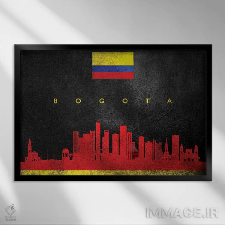 تابلو خط افق بوگوتا، کلمبیا اثر آدریان بالدُوینو - نمای قابدار مشکی