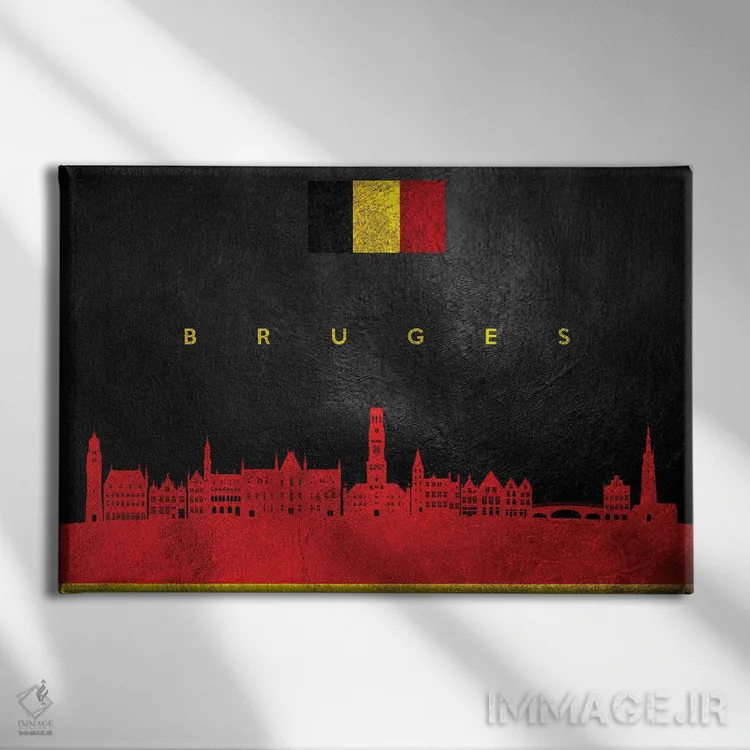 تابلو خط افق بروژ، بلژیک اثر آدریان بالدُوینو - نمای روبهرو روی دیوار