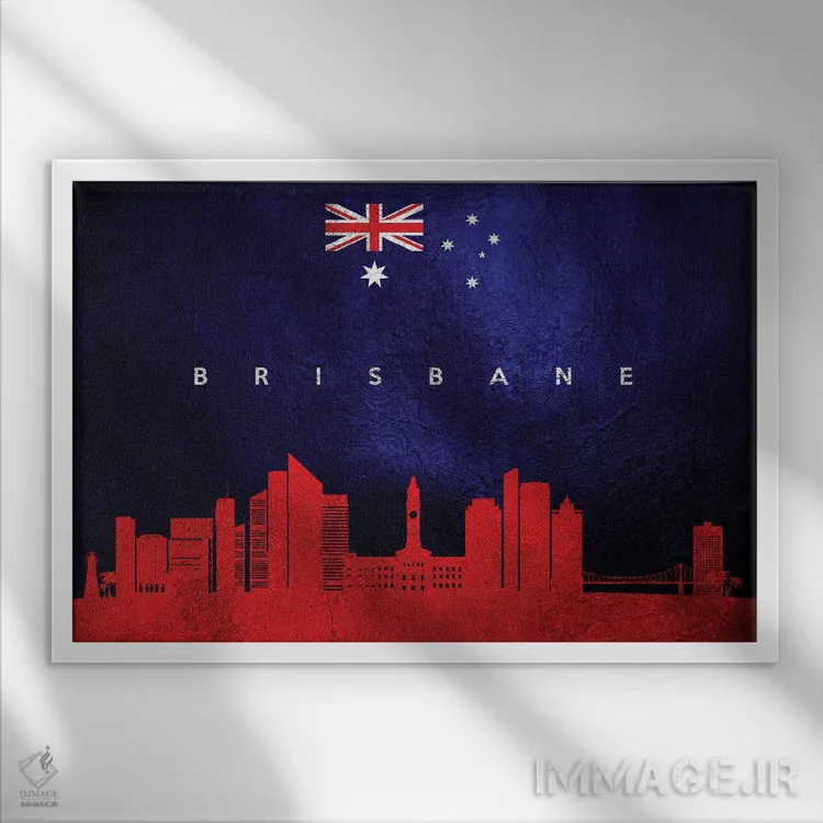 تابلو خط افق بریزبین، استرالیا اثر آدریان بالدُوینو - نمای قابدار سفید