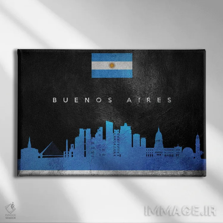 تابلو خط افق بوئنوس آیرس، آرژانتین اثر آدریان بالدُوینو - نمای روبهرو روی دیوار