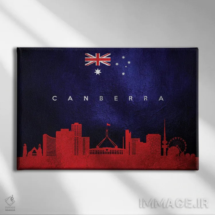 تابلو خط افق کانبرا، استرالیا اثر آدریان بالدُوینو - نمای روبهرو روی دیوار