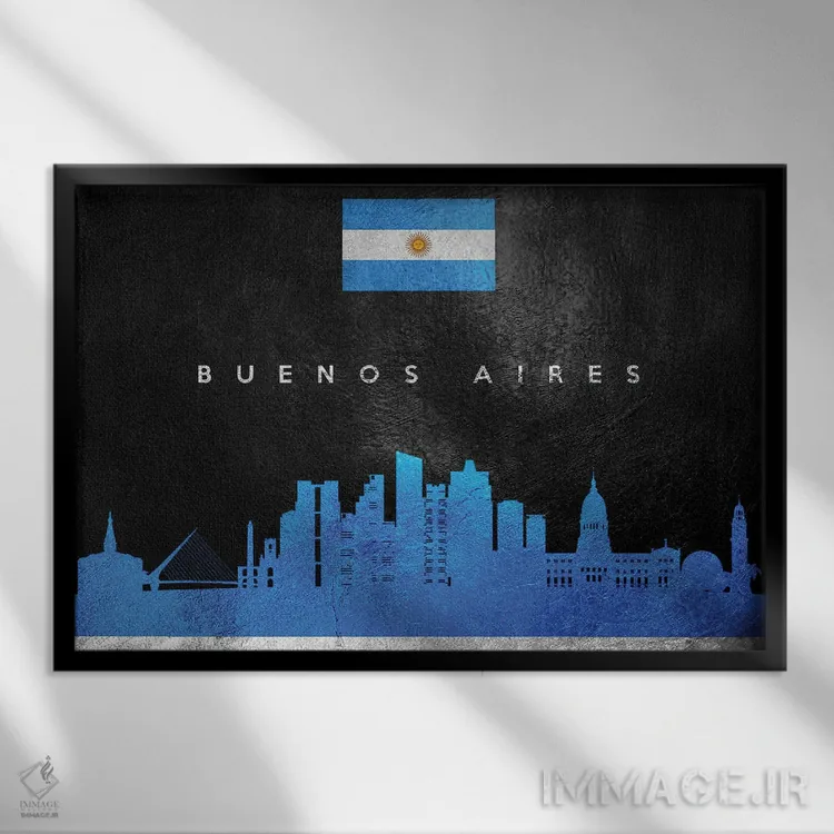 تابلو خط افق بوئنوس آیرس، آرژانتین اثر آدریان بالدُوینو - نمای قابدار مشکی