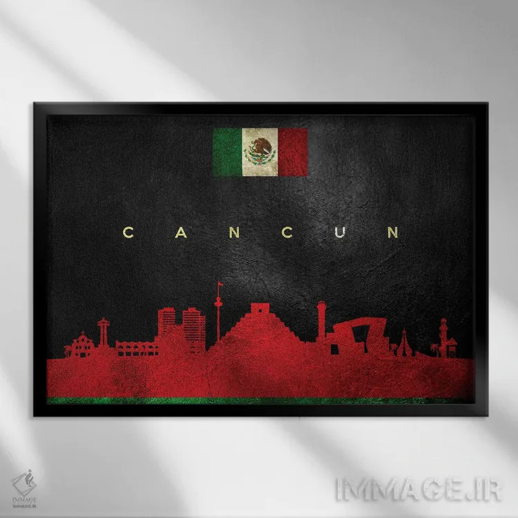 تابلو خط افق کانکون، مکزیک اثر آدریان بالدُوینو - نمای قابدار مشکی