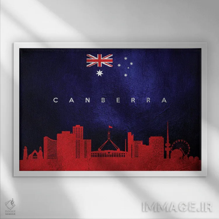 تابلو خط افق کانبرا، استرالیا اثر آدریان بالدُوینو - نمای قابدار سفید