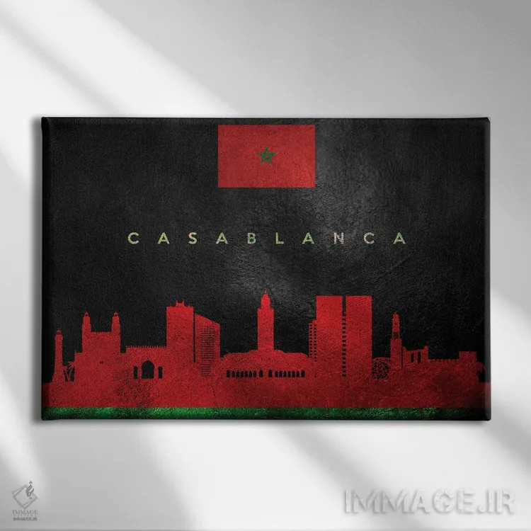 تابلو خط افق کازابلانکا، مراکش اثر آدریان بالدُوینو - نمای روبهرو روی دیوار