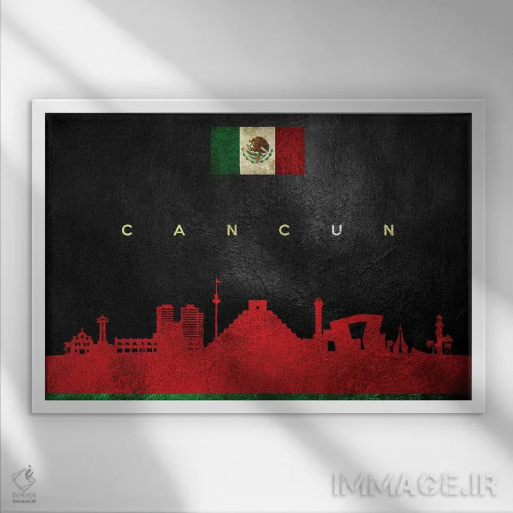 تابلو خط افق کانکون، مکزیک اثر آدریان بالدُوینو - نمای قابدار سفید