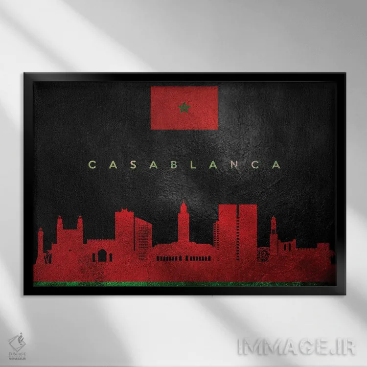 تابلو خط افق کازابلانکا، مراکش اثر آدریان بالدُوینو - نمای قابدار مشکی