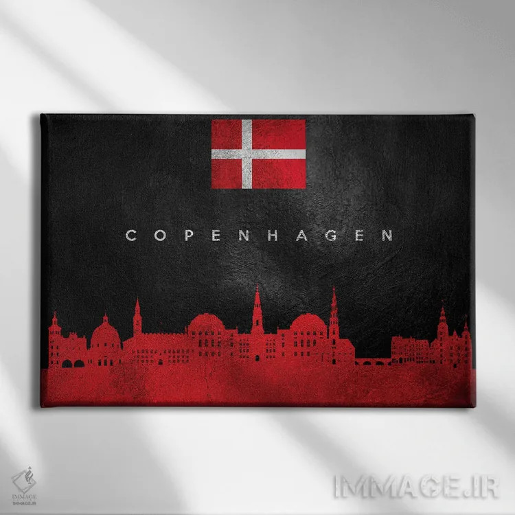 تابلو خط افق کپنهاگن، دانمارک اثر آدریان بالدُوینو - نمای روبهرو روی دیوار