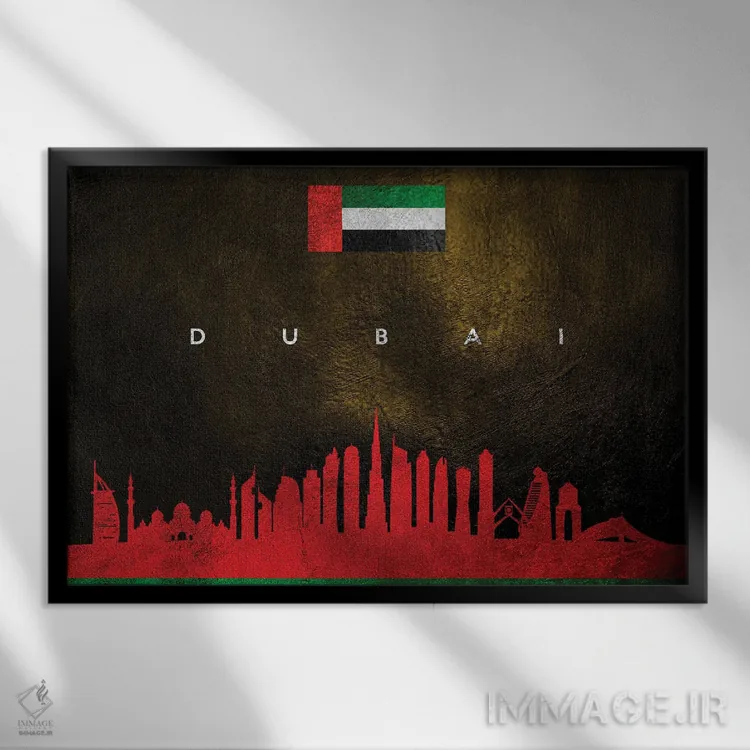 تابلو خط افق دبی، امارات متحده عربی اثر آدریان بالدُوینو - نمای قابدار مشکی