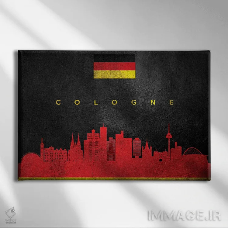 تابلو خط افق کلن، آلمان اثر آدریان بالدُوینو - نمای روبهرو روی دیوار