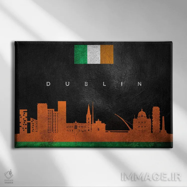 تابلو خط افق دوبلین، ایرلند؛ نسخه ۲ اثر آدریان بالدُوینو - نمای روبهرو روی دیوار