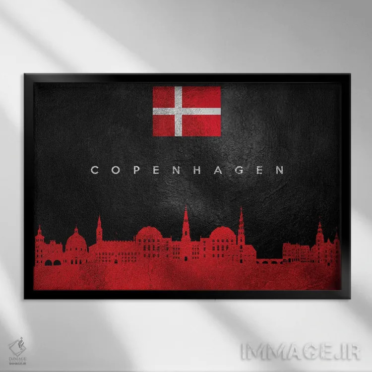 تابلو خط افق کپنهاگن، دانمارک اثر آدریان بالدُوینو - نمای قابدار مشکی