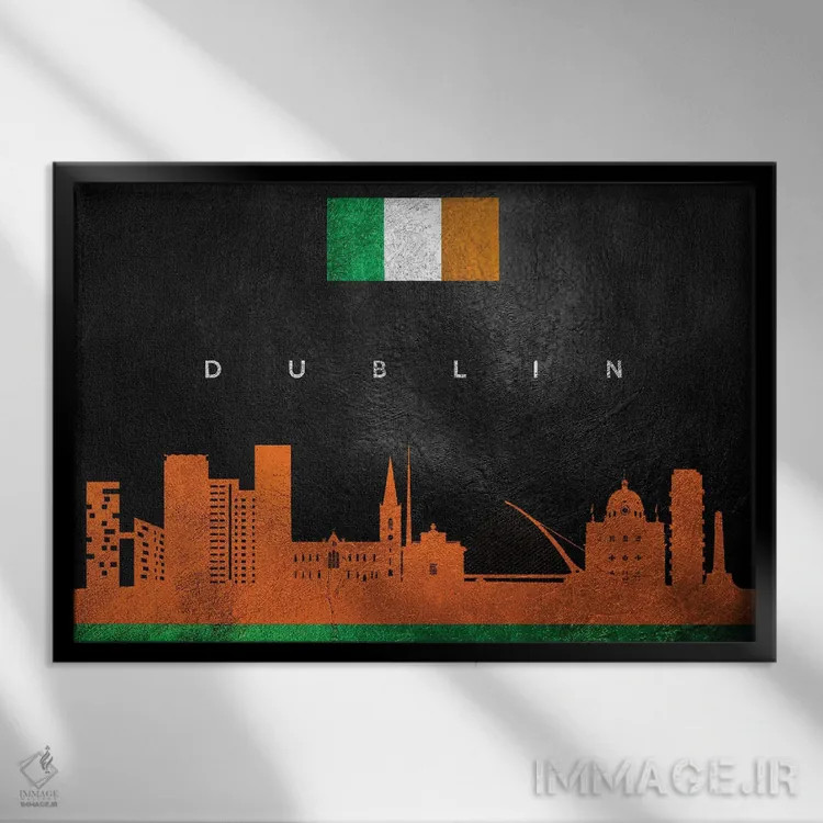 تابلو خط افق دوبلین، ایرلند؛ نسخه ۲ اثر آدریان بالدُوینو - نمای قابدار مشکی