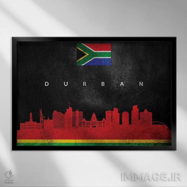 تابلو خط افق دوربان، آفریقای جنوبی اثر آدریان بالدُوینو - نمای قابدار مشکی