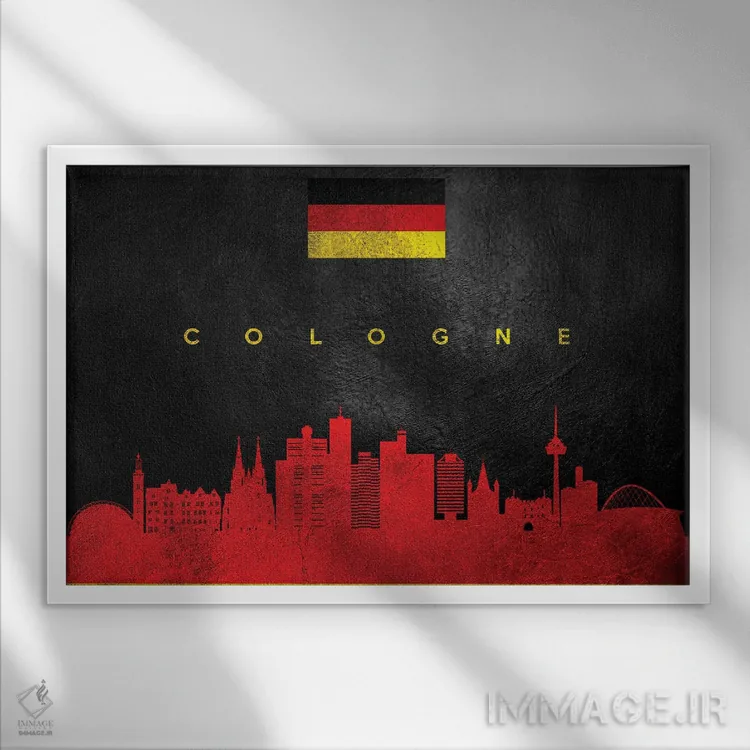 تابلو خط افق کلن، آلمان اثر آدریان بالدُوینو - نمای قابدار سفید