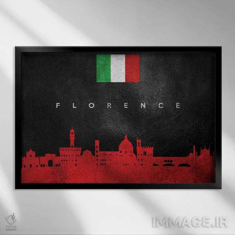 تابلو خط افق فلورانس، ایتالیا اثر آدریان بالدُوینو - نمای قابدار مشکی