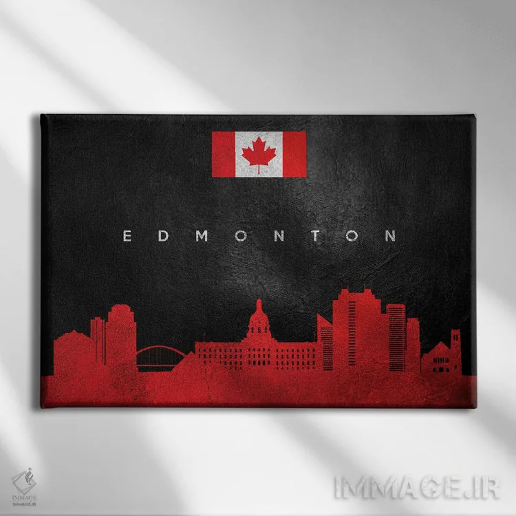 تابلو خط افق ادمونتون، کانادا؛ نسخه ۲ اثر آدریان بالدُوینو - نمای روبهرو روی دیوار