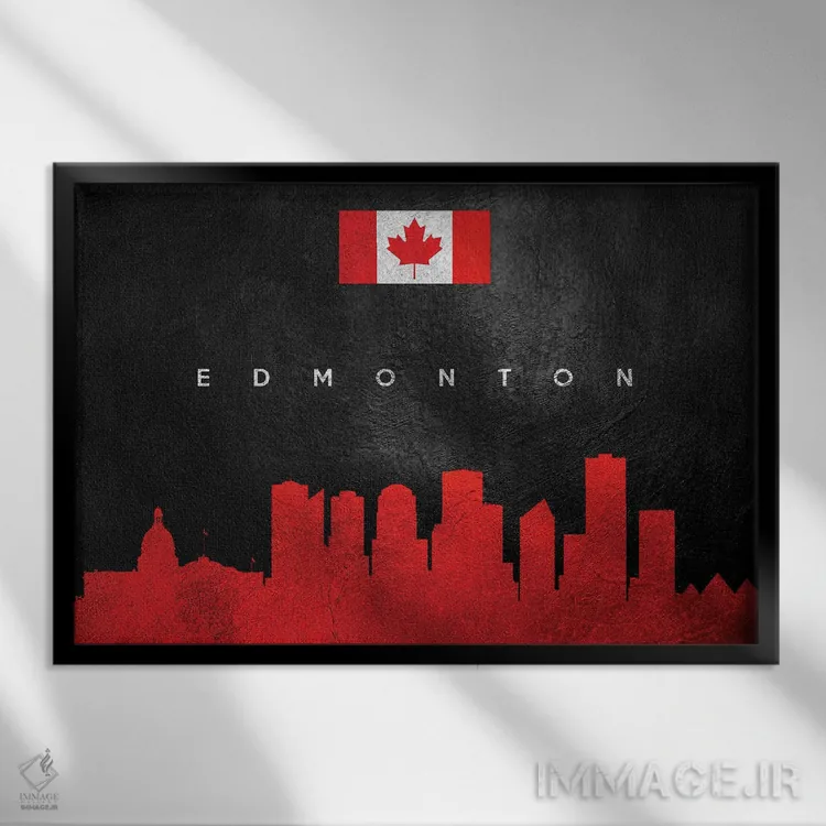 تابلو خط افق ادمونتون، کانادا اثر آدریان بالدُوینو - نمای قابدار مشکی