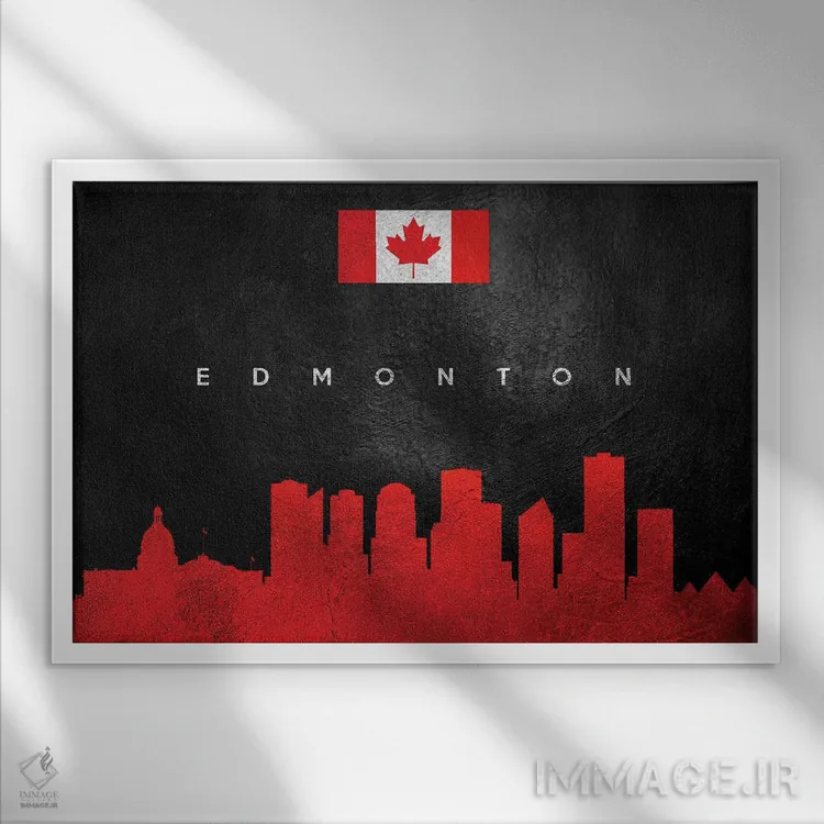 تابلو خط افق ادمونتون، کانادا اثر آدریان بالدُوینو - نمای قابدار سفید