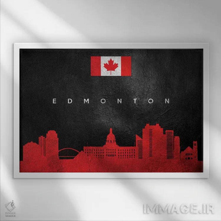 تابلو خط افق ادمونتون، کانادا؛ نسخه ۲ اثر آدریان بالدُوینو - نمای قابدار سفید