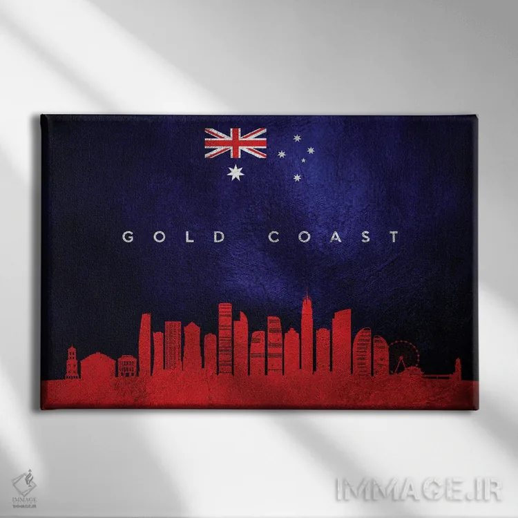 تابلو خط افق گلد کوست، استرالیا اثر آدریان بالدُوینو - نمای روبهرو روی دیوار