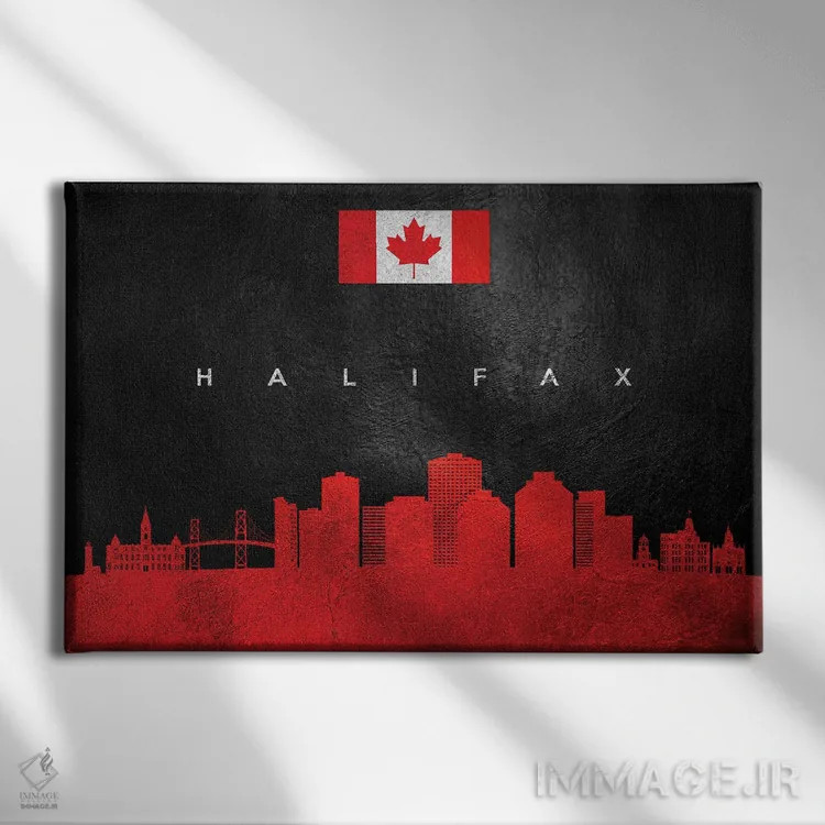 تابلو خط افق هلیفکس، کانادا؛ نسخه ۲ اثر آدریان بالدُوینو - نمای روبهرو روی دیوار