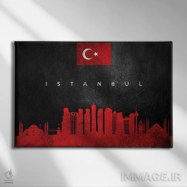 تابلو خط افق استانبول، ترکیه اثر آدریان بالدُوینو - نمای روبهرو روی دیوار