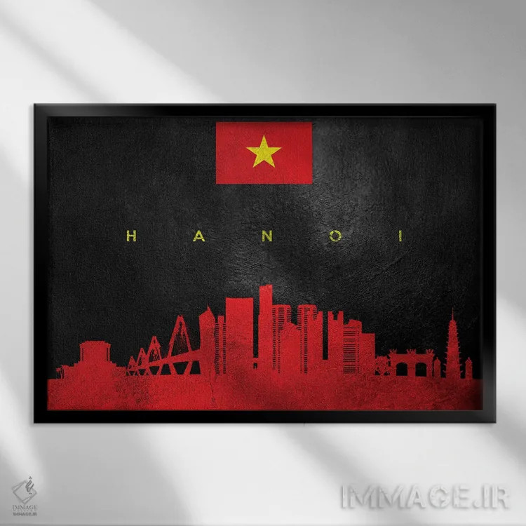 تابلو خط افق هانوی، ویتنام اثر آدریان بالدُوینو - نمای قابدار مشکی