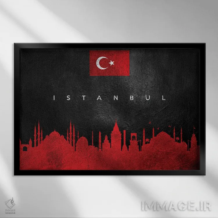 تابلو خط افق استانبول، ترکیه؛ نسخه ۲ اثر آدریان بالدُوینو - نمای قابدار مشکی