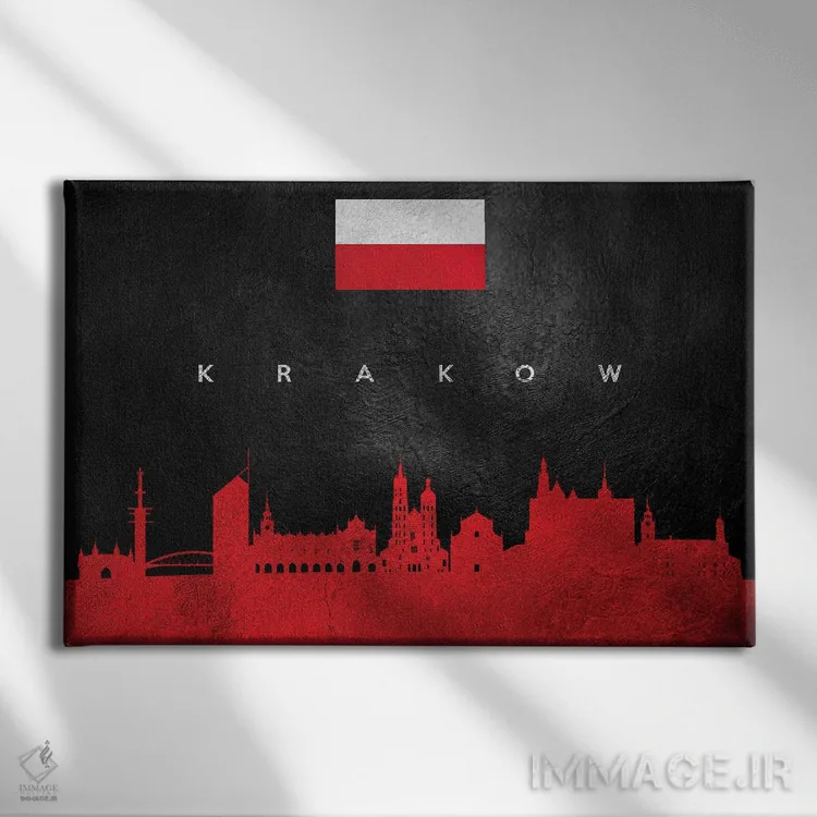 تابلو خط افق کراکوف، لهستان اثر آدریان بالدُوینو - نمای روبهرو روی دیوار