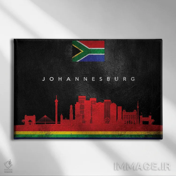 تابلو خط افق ژوهانسبورگ، آفریقای جنوبی اثر آدریان بالدُوینو - نمای روبهرو روی دیوار