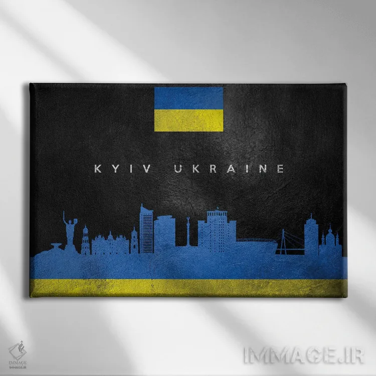 تابلو خط افق کییف، اوکراین اثر آدریان بالدُوینو - نمای روبهرو روی دیوار