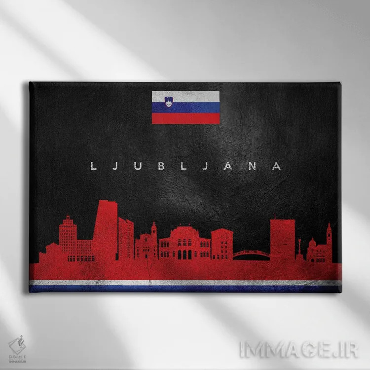 تابلو خط افق لیوبلیانا، اسلوونی اثر آدریان بالدُوینو - نمای روبهرو روی دیوار