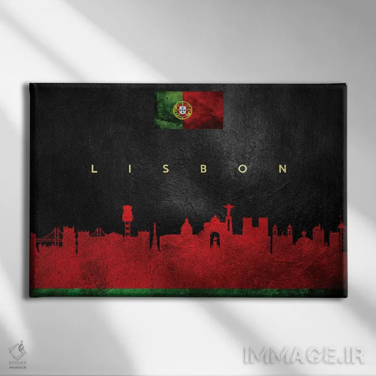 تابلو خط افق لیسبون، پرتغال؛ نسخه ۲ اثر آدریان بالدُوینو - نمای روبهرو روی دیوار