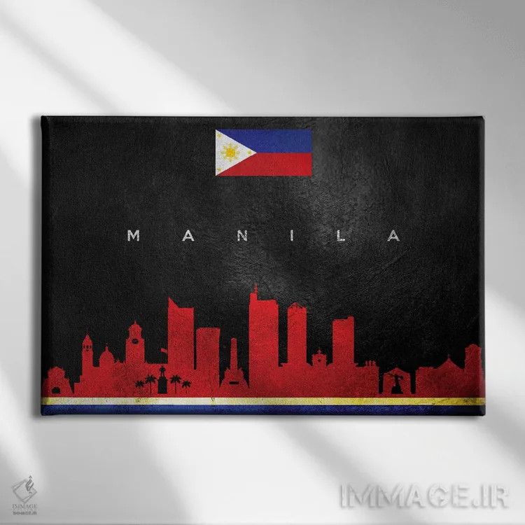 تابلو خط افق مانیل، فیلیپین؛ نسخه ۲ اثر آدریان بالدُوینو - نمای روبهرو روی دیوار