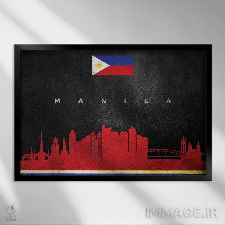 تابلو خط افق مانیل، فیلیپین اثر آدریان بالدُوینو - نمای قابدار مشکی