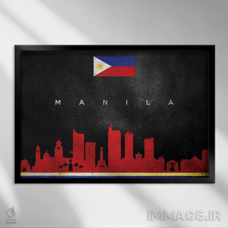 تابلو خط افق مانیل، فیلیپین؛ نسخه ۲ اثر آدریان بالدُوینو - نمای قابدار مشکی