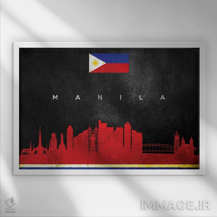 تابلو خط افق مانیل، فیلیپین اثر آدریان بالدُوینو - نمای قابدار سفید