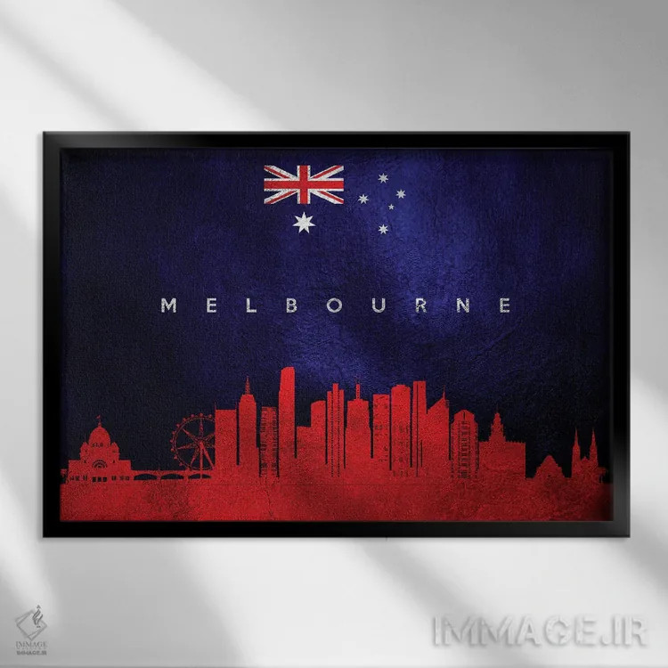 تابلو خط افق ملبورن، استرالیا اثر آدریان بالدُوینو - نمای قابدار مشکی