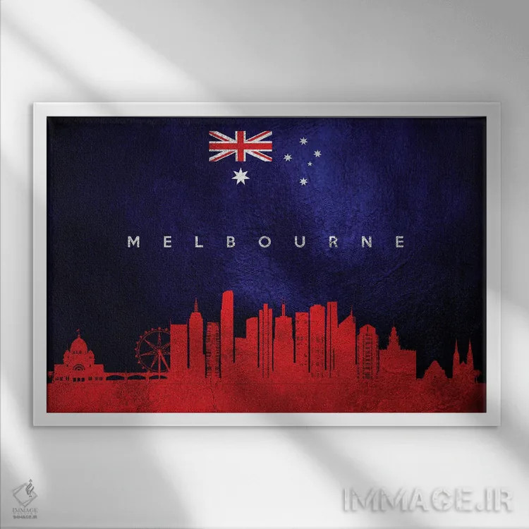 تابلو خط افق ملبورن، استرالیا اثر آدریان بالدُوینو - نمای قابدار سفید