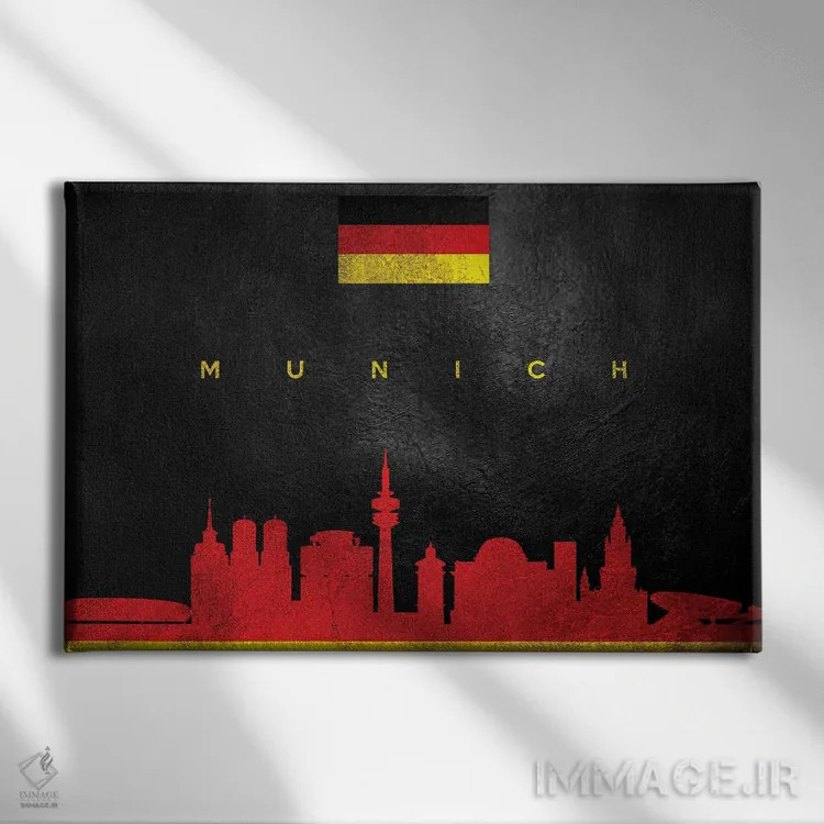 تابلو خط افق مونیخ، آلمان اثر آدریان بالدُوینو - نمای روبهرو روی دیوار