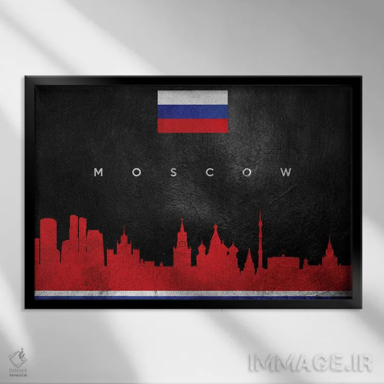 تابلو خط افق مسکو، روسیه اثر آدریان بالدُوینو - نمای قابدار مشکی