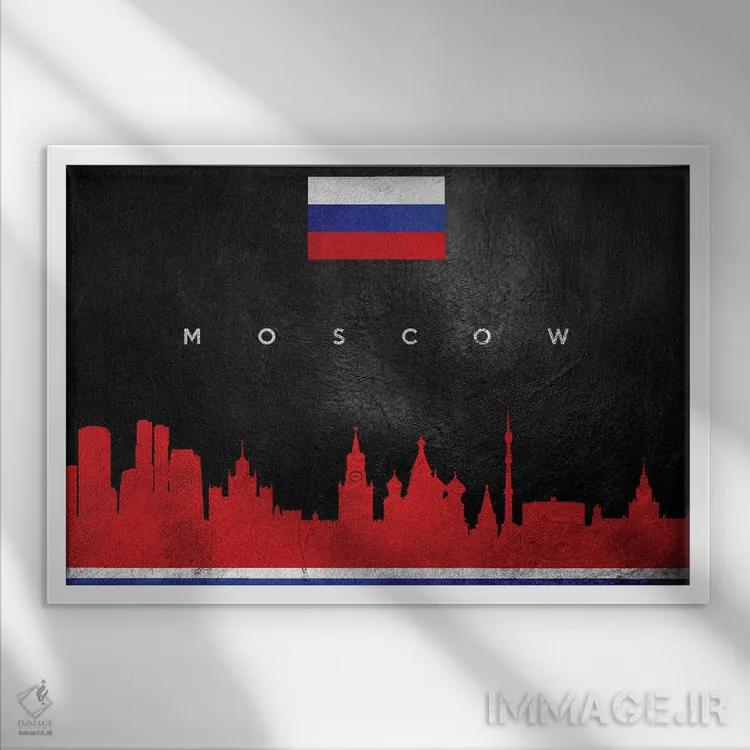 تابلو خط افق مسکو، روسیه اثر آدریان بالدُوینو - نمای قابدار سفید