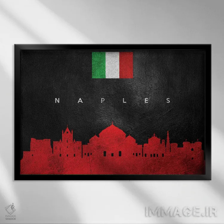 تابلو خط افق ناپل، ایتالیا اثر آدریان بالدُوینو - نمای قابدار مشکی