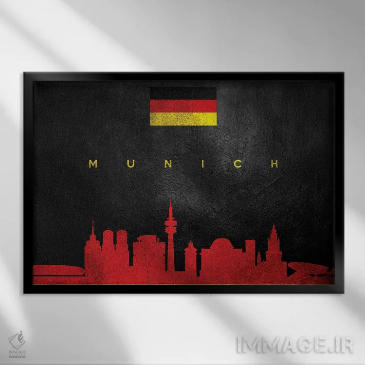 تابلو خط افق مونیخ، آلمان اثر آدریان بالدُوینو - نمای قابدار مشکی