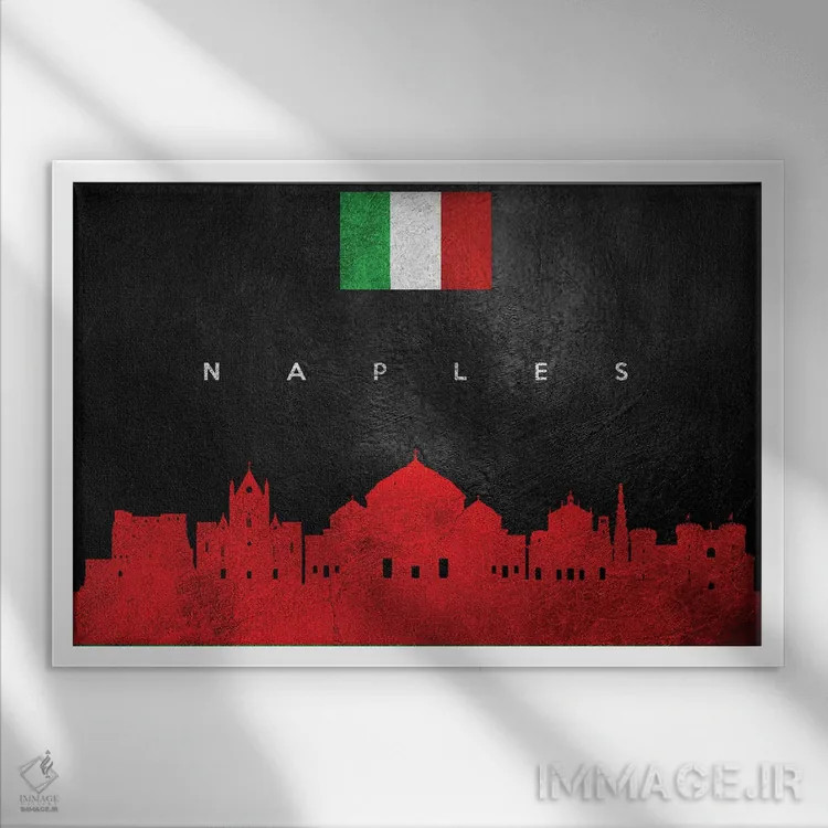 تابلو خط افق ناپل، ایتالیا اثر آدریان بالدُوینو - نمای قابدار سفید