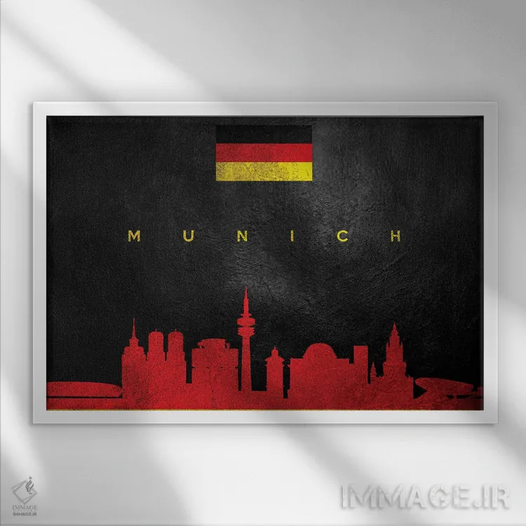 تابلو خط افق مونیخ، آلمان اثر آدریان بالدُوینو - نمای قابدار سفید