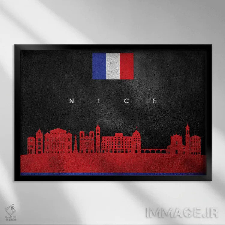 تابلو خط افق نیس، فرانسه اثر آدریان بالدُوینو - نمای قابدار مشکی