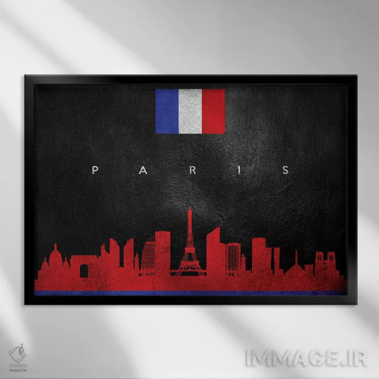 تابلو خط افق پاریس، فرانسه اثر آدریان بالدُوینو - نمای قابدار مشکی